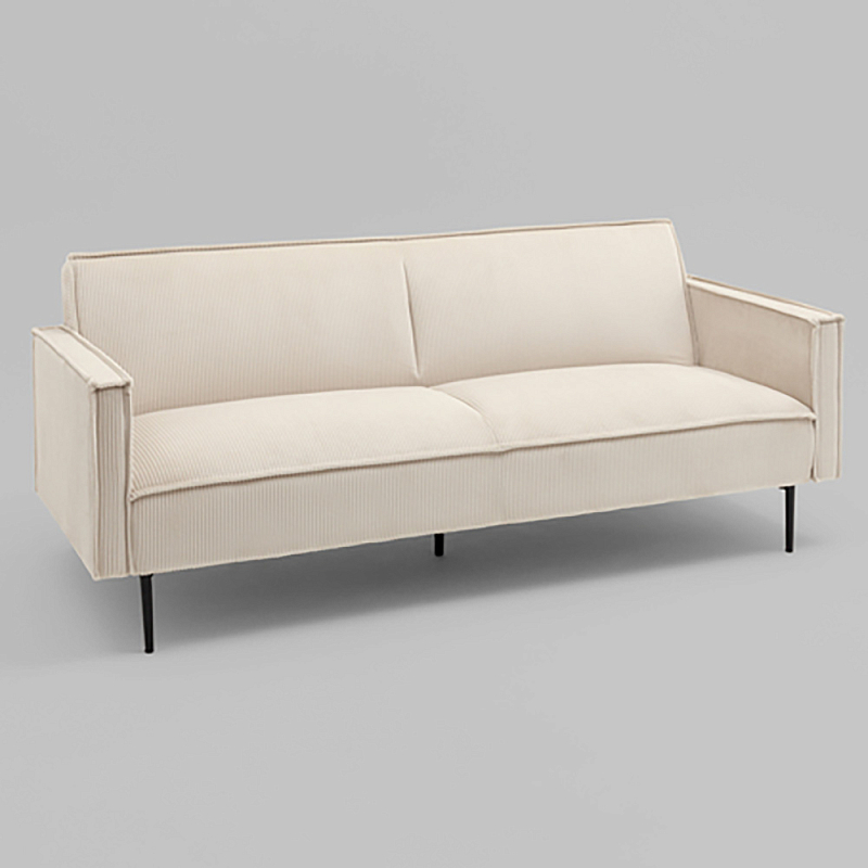 Диван современный вельветовый прямой Worcester Молочный Молочный Черный в Костроме | Loft Concept 