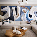 Арт-объект ручной работы Blue Abstraction из 4-х панелей варинант исполнения - 1 | Loft Concept в Костроме