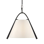 Подвесной светильник в форме конуса с белым тканевым абажуром и чёрным каркасом Stylish Solution варинант исполнения - 1 | Loft Concept в Костроме
