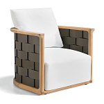 Дизайнерское уличное кресло из массива дерева с плетеной спинкой PALINFRASCA Armchair варинант исполнения - 6 | Loft Concept в Костроме