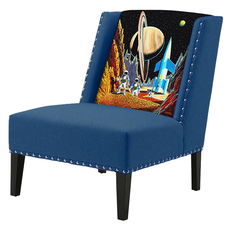 FUN Armchair Retro Futurism Dark blue Дизайнерское кресло с цветным принтом Сапфирово-синий FUN Armchair Retro Futurism Dark blue Дизайнерское кресло с цветным принтом Сапфирово-синий в Костроме | Loft Concept